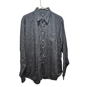 Y2K Yamato Japanese Inspired Micro Print Button Up Shirt Men’s Large